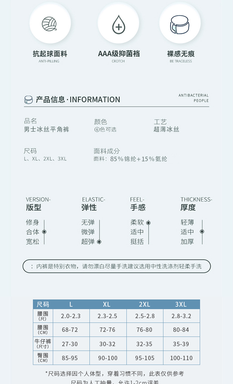 120S冰丝男士内裤夏季超薄透气无痕平角抗菌中腰速干四角厂家批发详情14