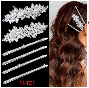 Wholesale of new cross-border elegant and stylish spring clips, alloy hair clips, rhinestone, Korean version of the back of the head ponytail clip headwear pic 40