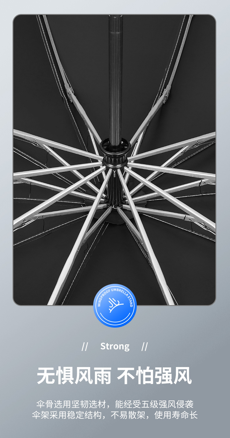 雨伞全自动大号折叠反向伞安全防回弹节节收铝骨晴雨伞防晒遮阳伞详情14
