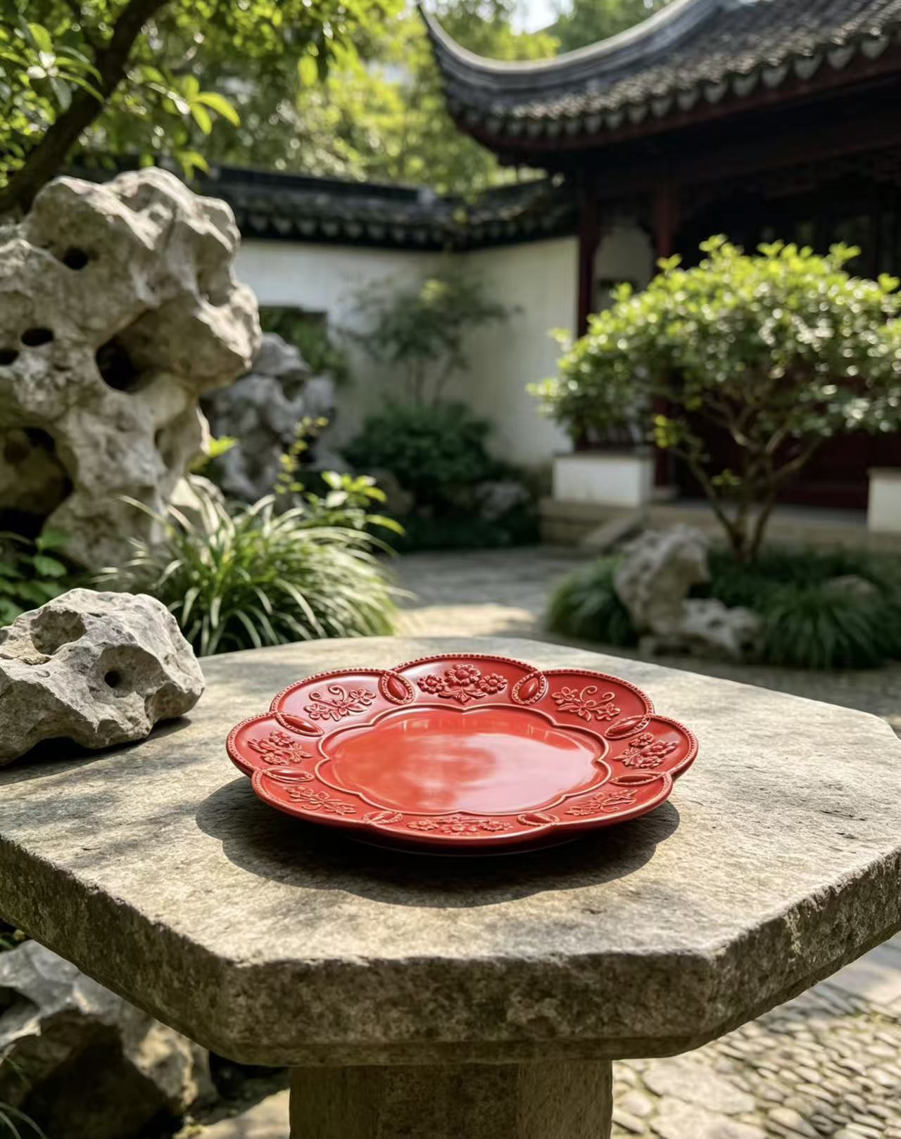 星辰工厂批发复古雕花韵盘 轻奢哑光 亮面多色 氛围感拉满的餐桌仪式感详情24