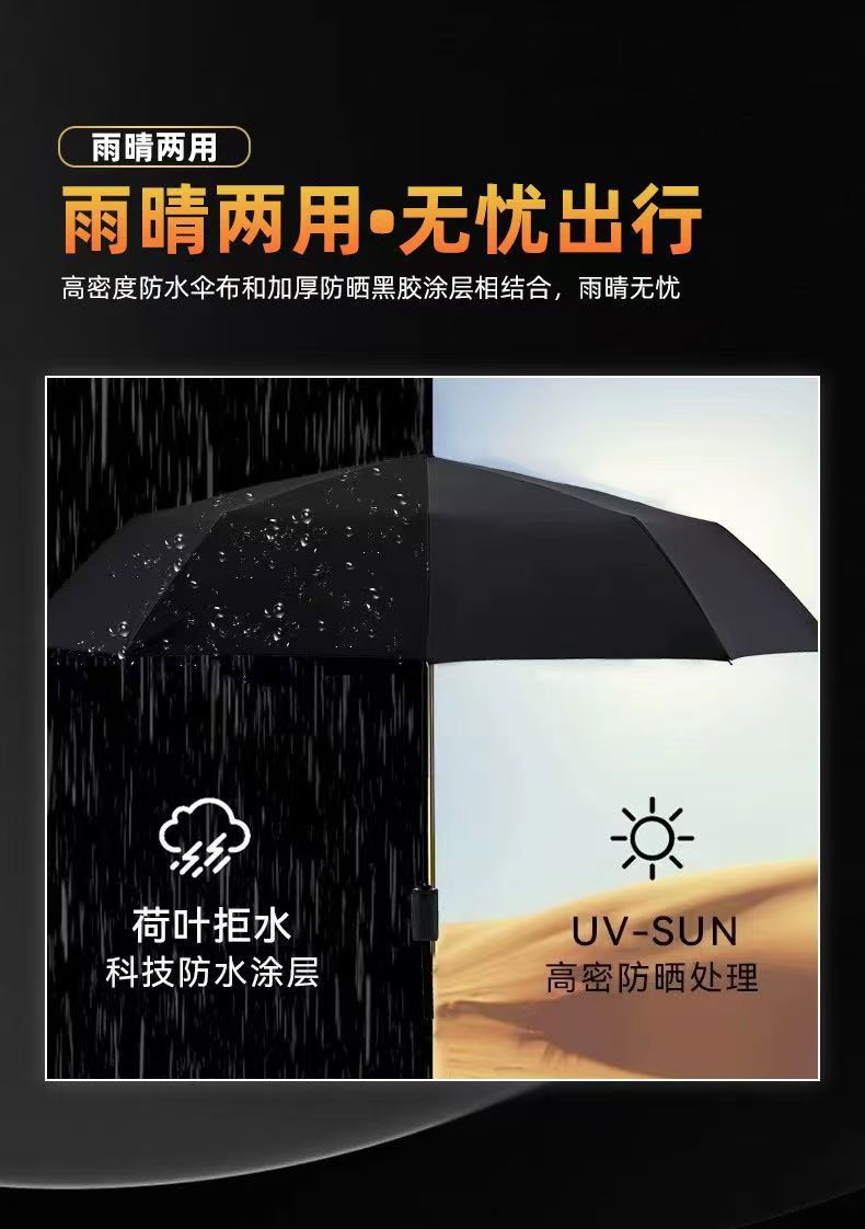 手动加大12骨雨伞折叠高级感黑胶伞晴雨两用伞防晒伞太阳伞遮阳伞详情5