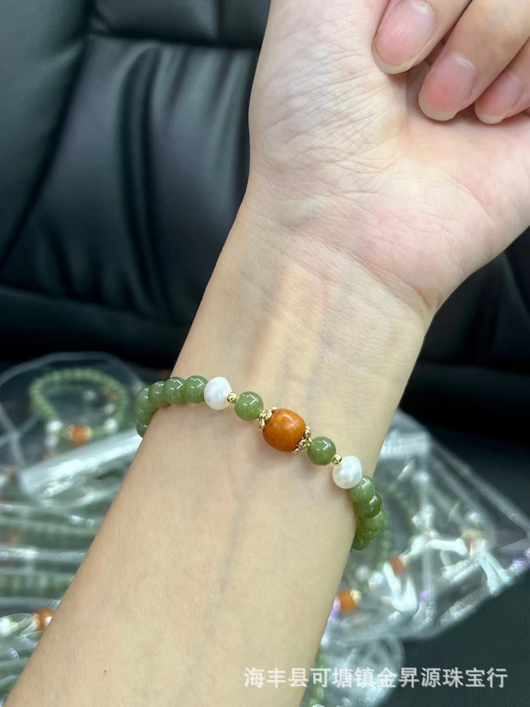 天然和田玉手串搭配老蜡老型珠珍珠晴水女手串玉石手链珠直播福利详情2