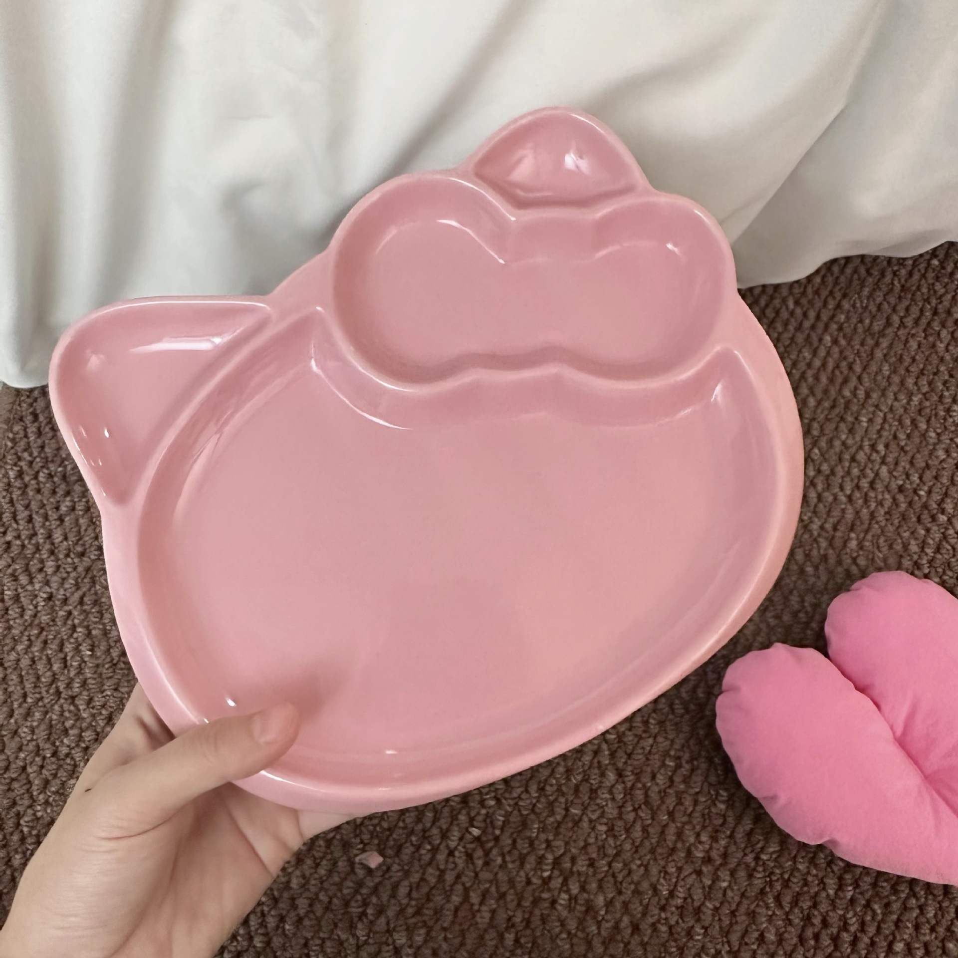 Cute cartoon cat ceramic creative compartments tableware, high appearance level, breakfast fruit salad pose, irregular plates pic 13