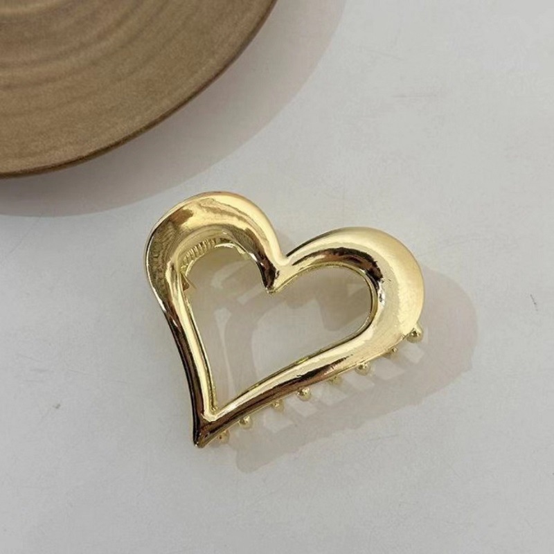 Korean high-end metal heart-shaped hairpin for women, large back head updo, shark hairpin, elegant hairpin headwear pic 7