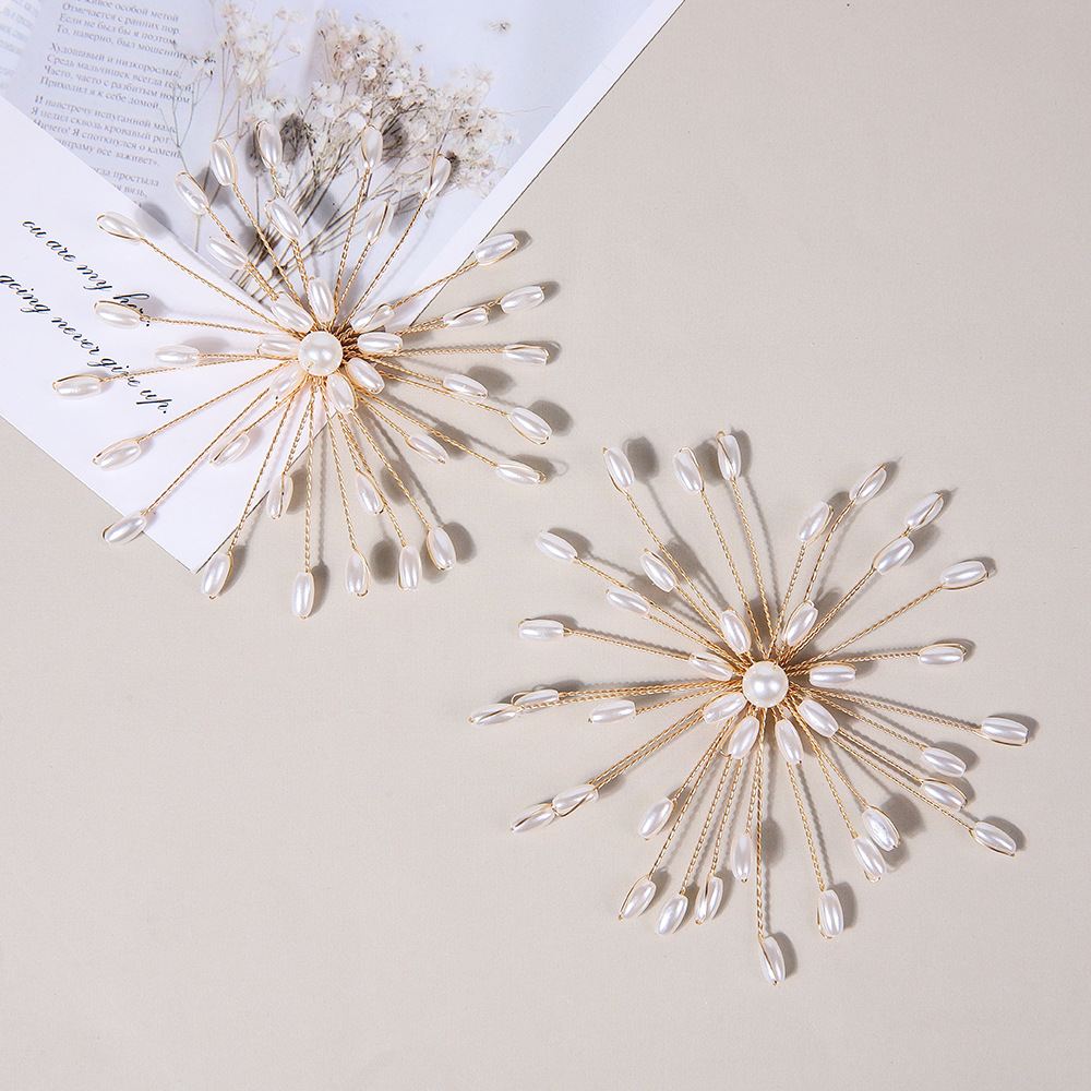 Hand-woven pearl flower clothing accessories, retro copper wire brooches, hat ornaments, silk pendant accessories, DIY hair accessories pic 3