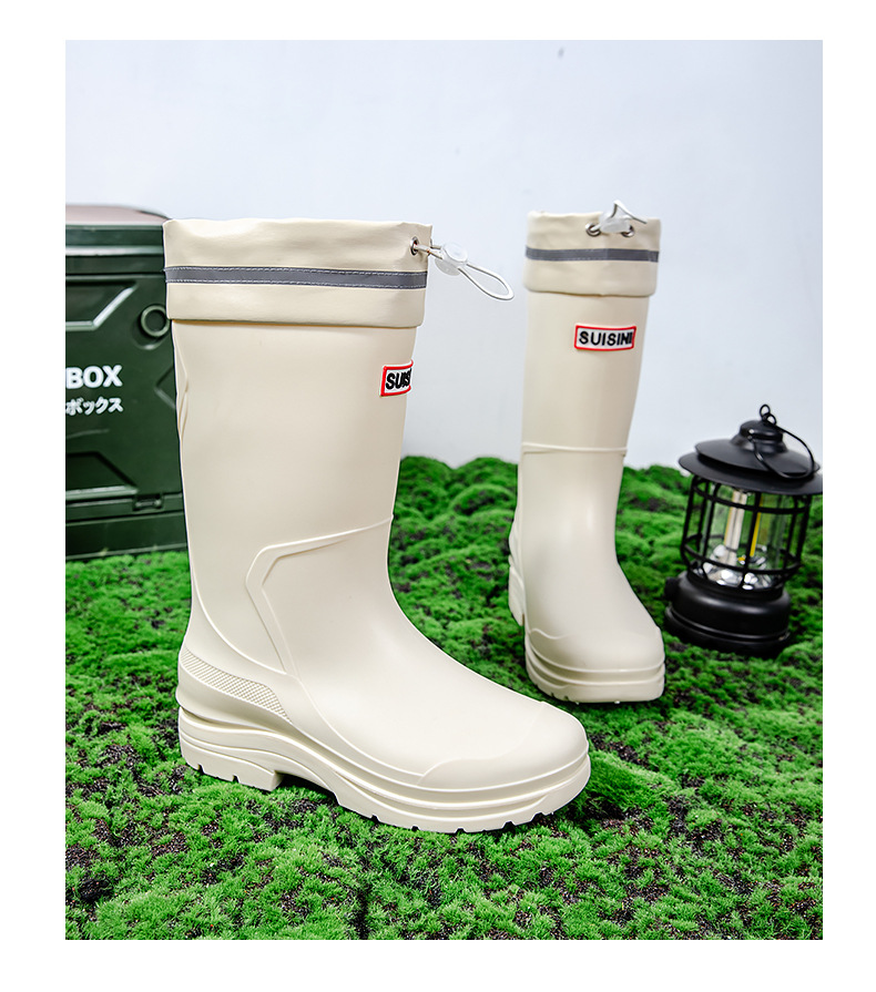 水鞋女高筒韩国雨靴纯色百搭外穿厚底防滑束口水鞋赶海防水工作鞋详情21