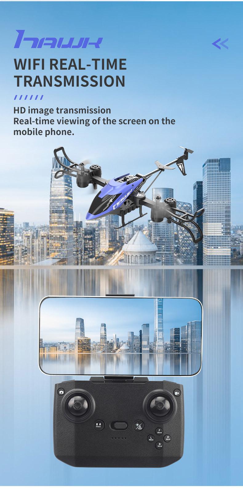 Cross-border remote-controlled folding helicopter aerial photography with WiFi camera remote-controlled four-axis folding stunt drone toy pic 3