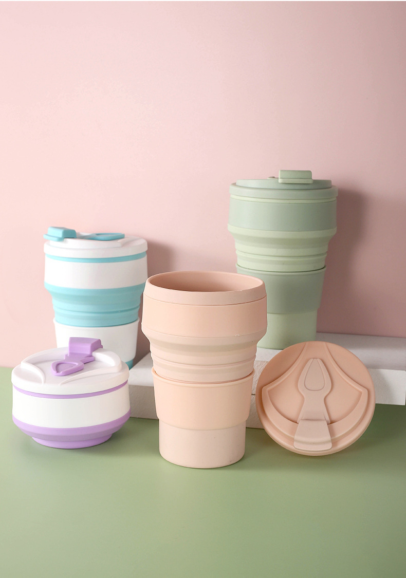 创意硅胶折叠水杯 户外旅行便携运动水杯 礼品马克杯咖啡杯带彩盒02362详情11