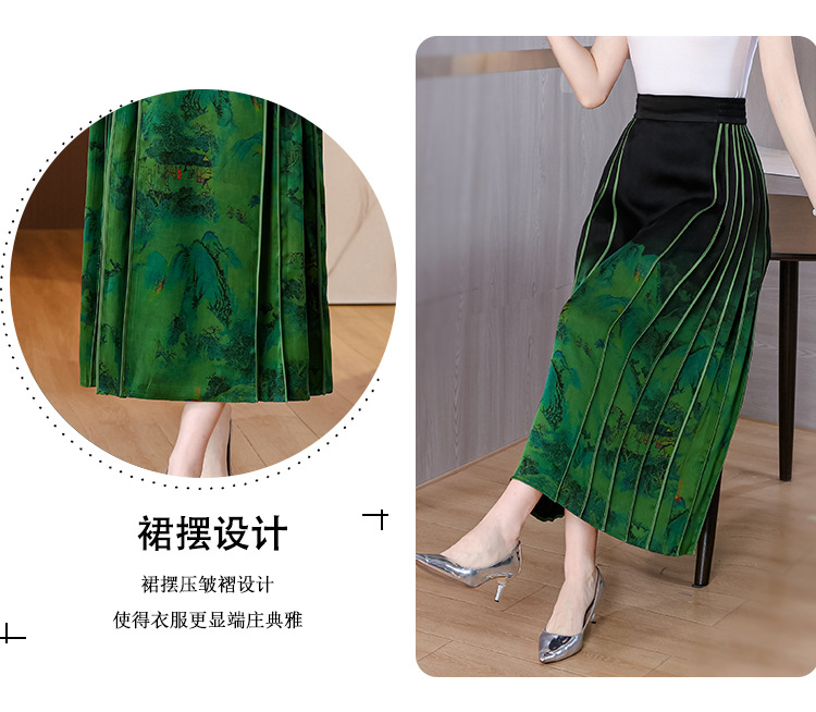 高品质气质马面裙香云纱新款高腰显瘦轻国风桑蚕丝真丝A字半身裙国潮详情7
