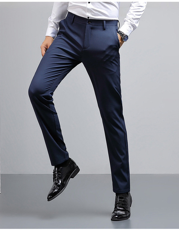 春季男士西裤免烫抗皱休闲长裤直筒修身弹力西装裤男上班商务正装详情19