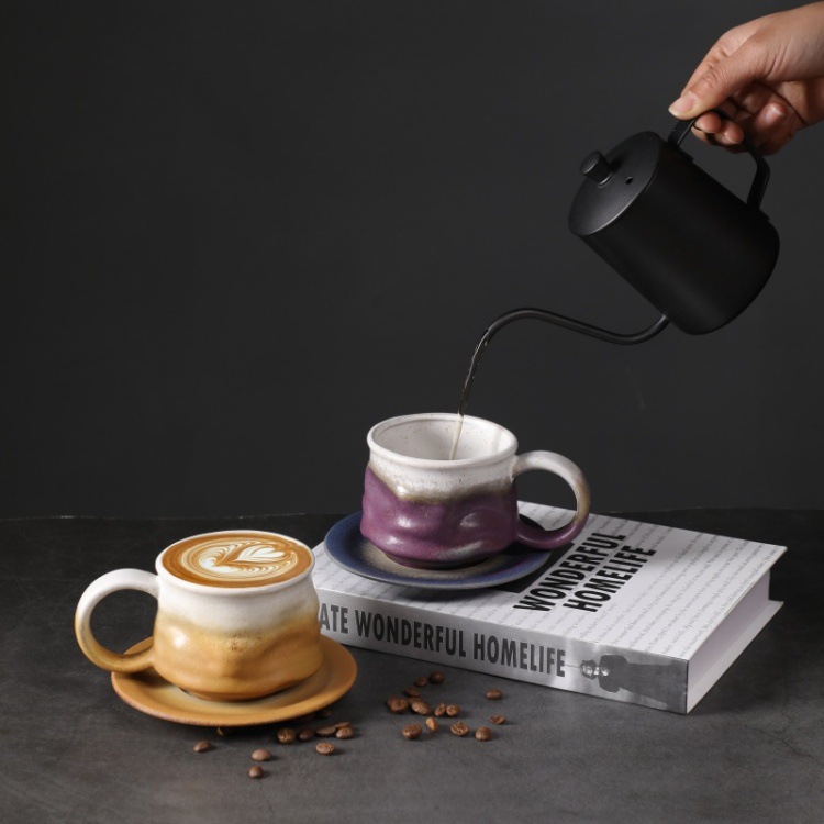 窑变咖啡杯碟套装复古陶瓷杯下午茶卡布奇诺拿铁咖啡杯家用马克杯详情26