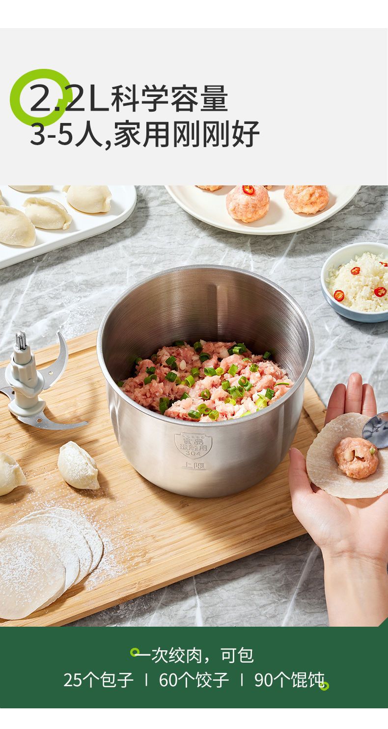 Domon Electric small household meat grinder, fully automatic stainless steel meat mixer, cross-border export 110V blender pic 8