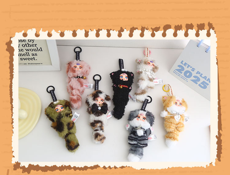 mm milk candy cat pendant Blind box Cartoon cute plush schoolbag backpack decoration pendant for girls blind box pendant pic 8
