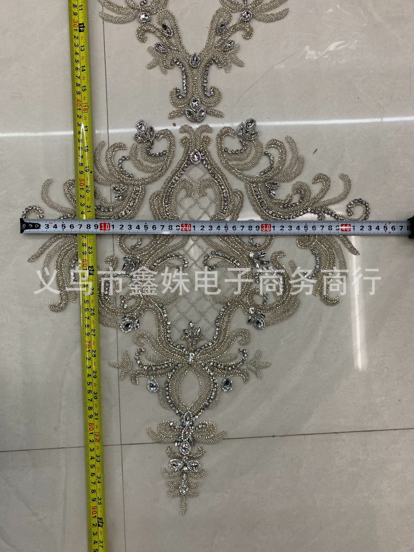 Y-shaped long luxurious hand-stitched beaded luxury wedding dress and evening gown with glass rhinestone cut pieces for clothing accessories pic 8