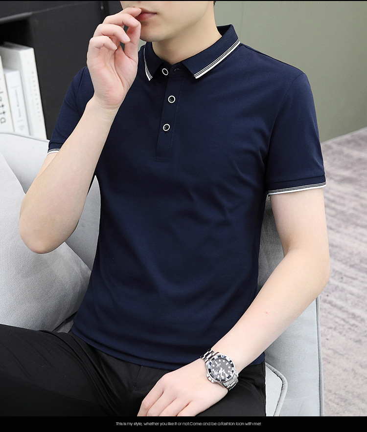 2025夏季新款POLO衫男士高级感纯棉短袖t恤男商务休闲男装T恤批发详情7