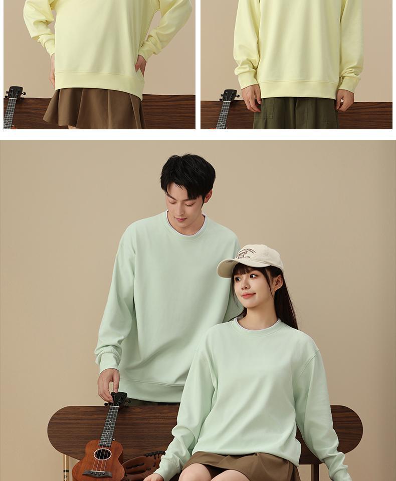 春秋薄款圆领卫衣跨境专供纯色宽松团体服学校活动班服印logo套头详情14