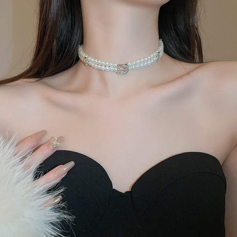 超仙珍珠蝴蝶结流苏双层项链气质高级感锁骨链时尚小众新娘饰品女详情24