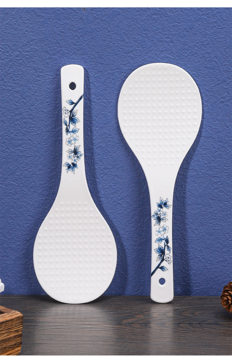 青花百鸟陶瓷筷子家用新中式复古青花瓷筷高档抗菌防霉筷勺套装国潮详情13