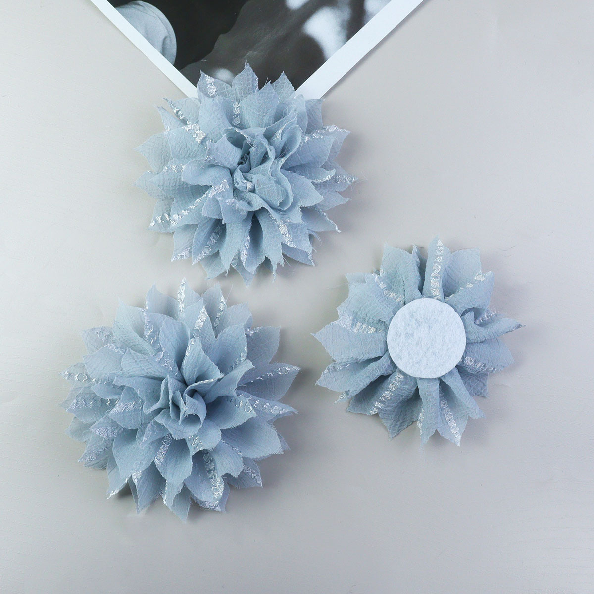 12CM压皱纹理小清新爪子花朵元素服装辅料鞋花配件钥匙扣配饰饰品详情4