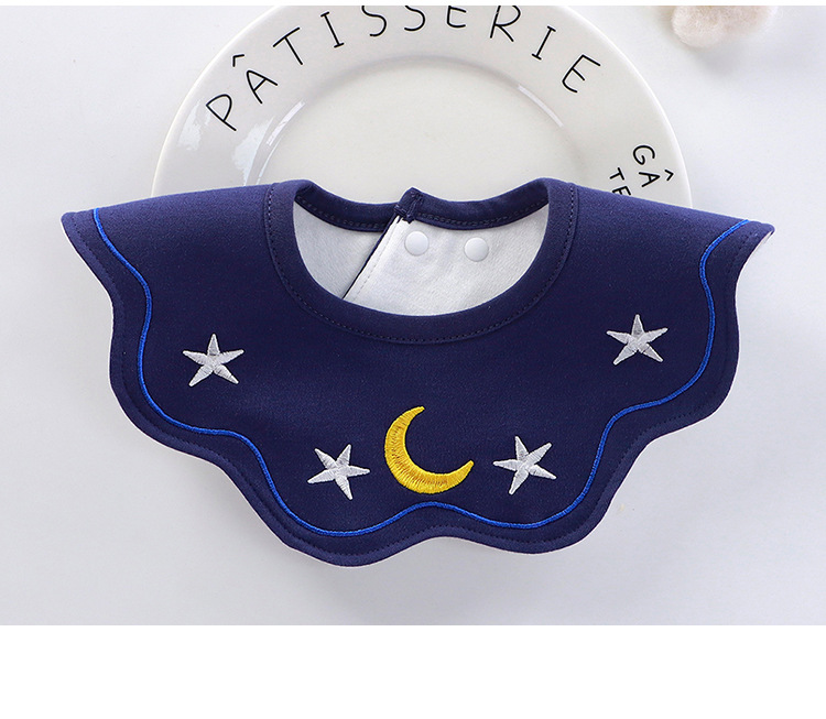 批发7A抗菌防水a类纯棉围嘴宝宝花瓣口水兜韩版婴儿防吐奶口水巾详情21