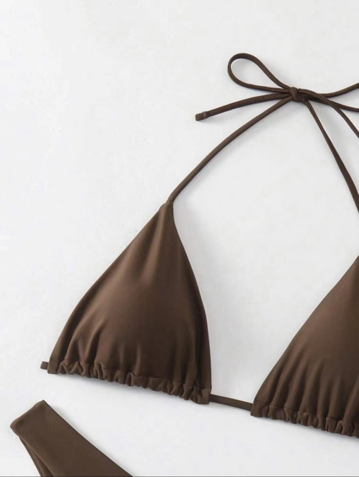 2026 New European and American strappy bikini swimsuit for women, solid color two-piece set, sexy split swimsuit cross-border pic 7