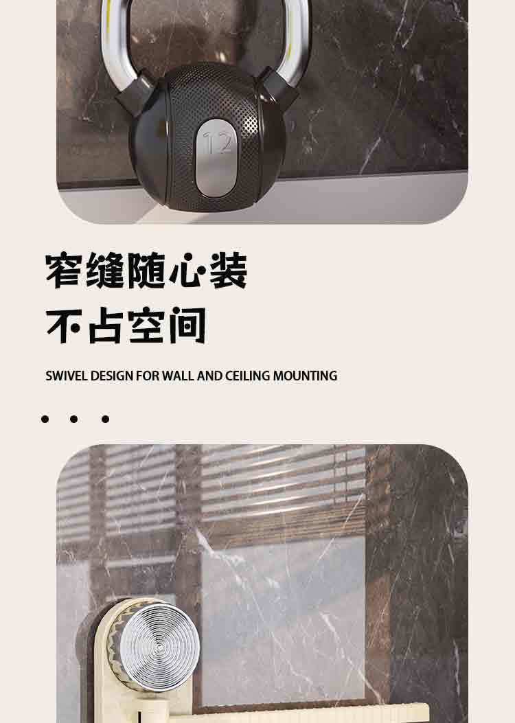 新品180°毛巾挂架吸盘式免打孔壁挂旋转置物架卫生间毛巾杆多杆详情9