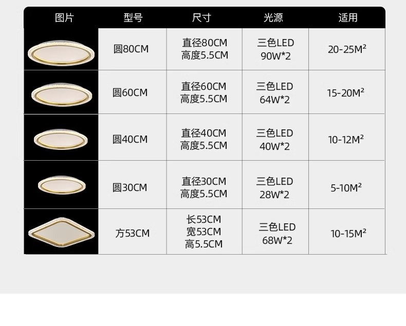 全光谱护眼吸顶灯轻奢简约水晶客厅灯 智能卧室书房吸顶中山灯具详情21