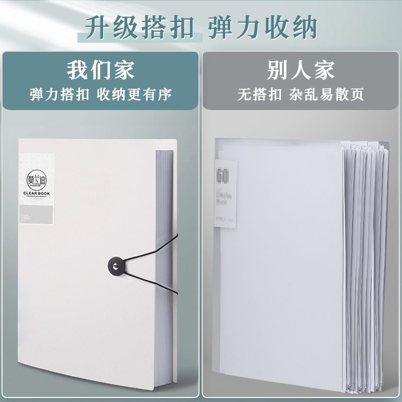 A4 fabric buckle document book, transparent page insert, test paper holder, storage bag, multi-functional file holder, file storage pic 7