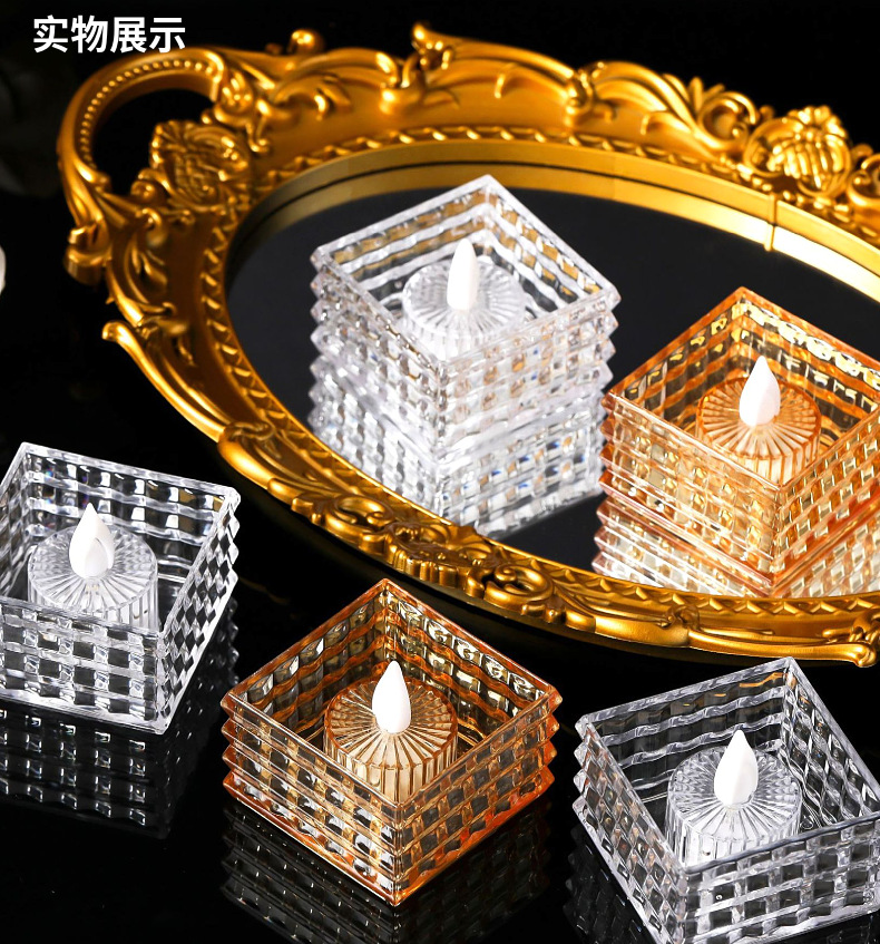 新款方形LED亚克力水晶蜡烛灯圣诞电子蜡烛氛围灯小夜灯桌面摆件详情9