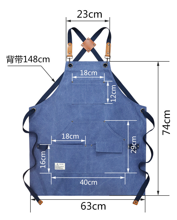 【持嘉】跨境加厚帆布多口袋工匠园艺工作服围裙烧烤汽修师机械师详情4