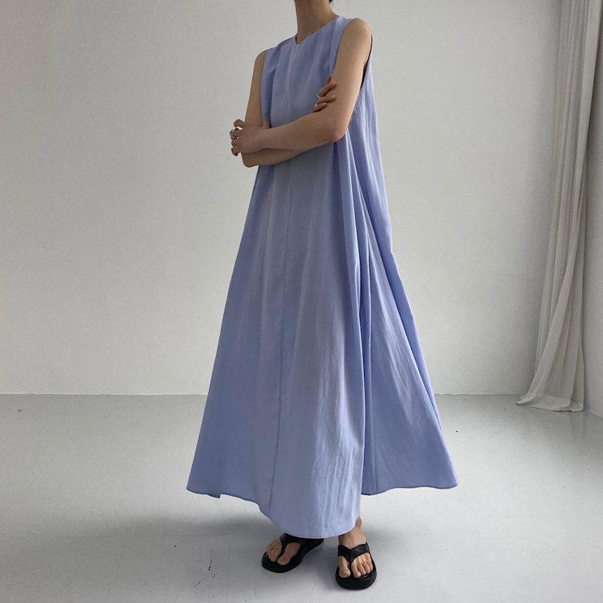 Cross-border bestseller 2024 Summer chic casual, simple and loose sleeveless long cotton and linen dress from Japan and South Korea pic 5