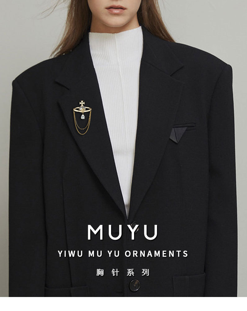 Western Queen Saturn tassel brooch, French Star pearl pin, niche and high-end style, brooch, commemorative gift decoration pic 12