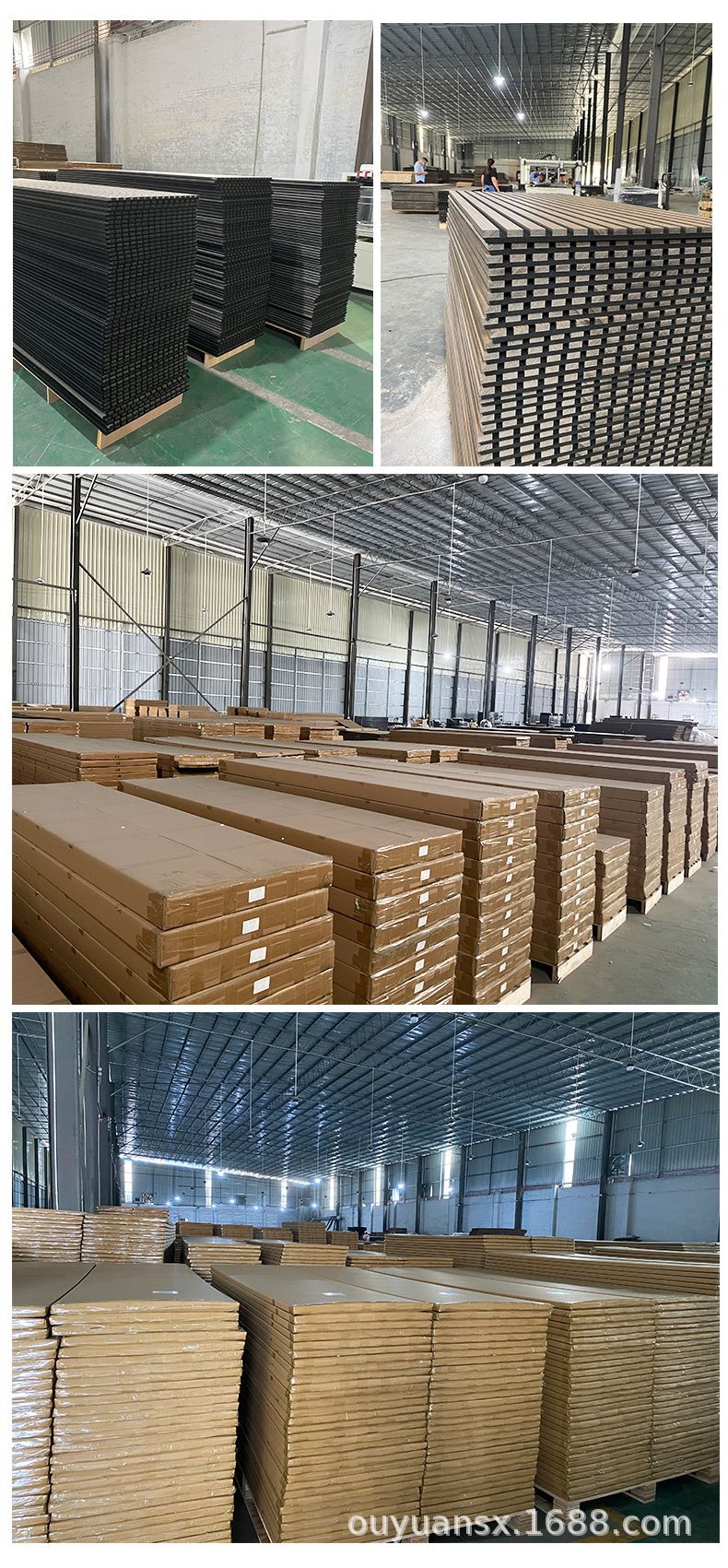 木条格栅吸音板聚酯纤维板厂家PVC三面包覆隔音板MDF实木条墙板详情5