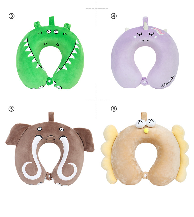 Customized cartoon memory foam U-shaped pillows with embroidered animal designs, travel memory pillows, neck protectors and nap pillows, wholesale from the manufacturer pic 7