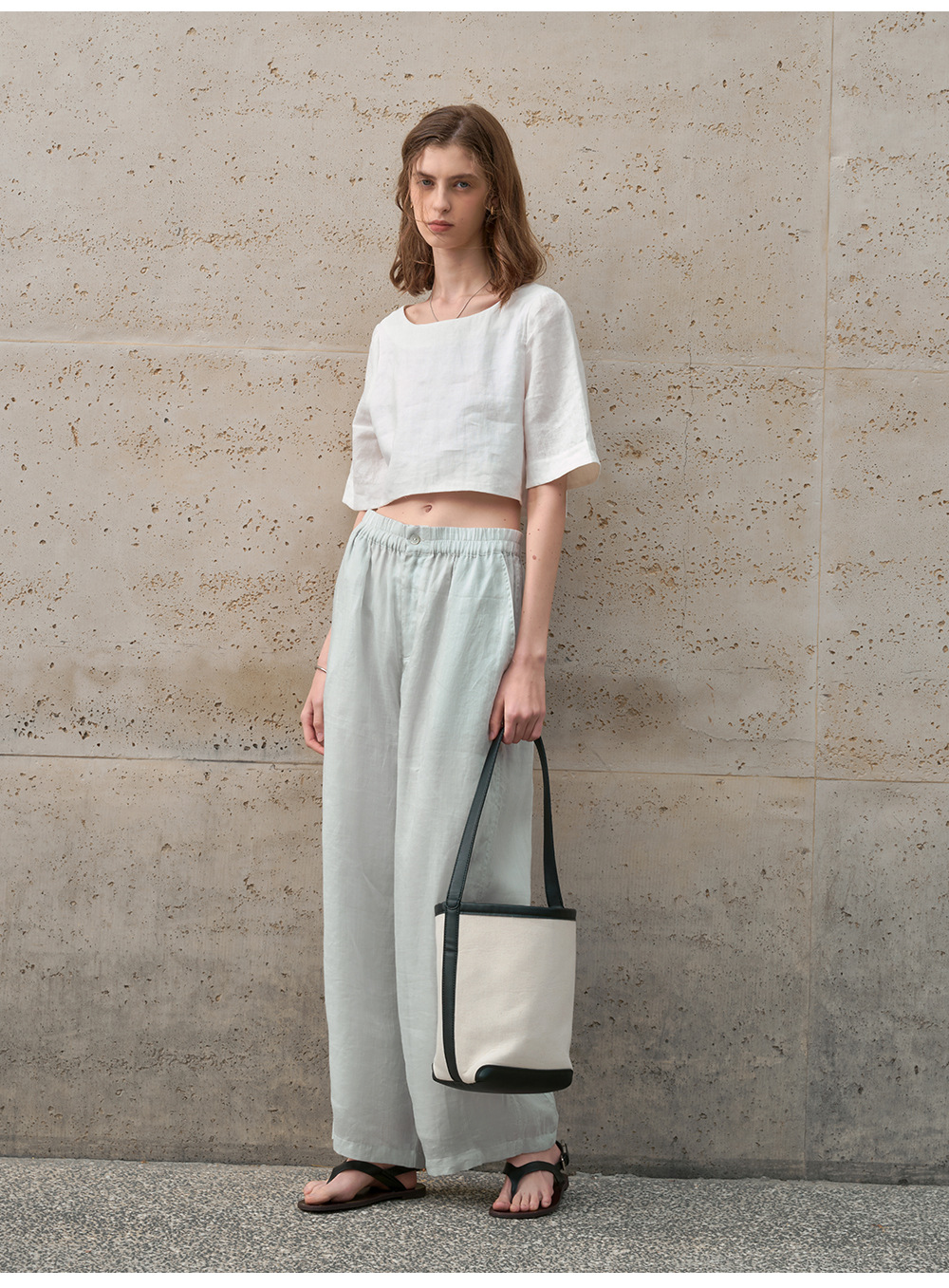 Pure ramie straight-leg pants for women, loose and slimming casual pants, loose spring and summer stretched-waist long pants pic 23