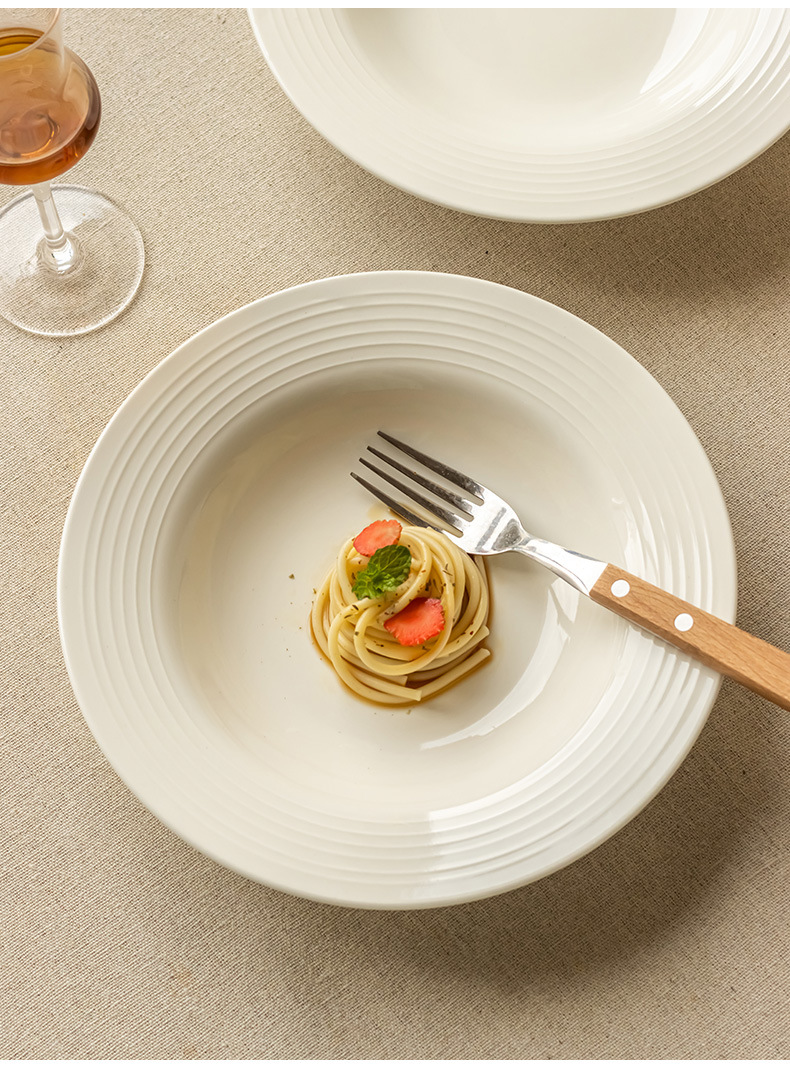 特惠高颜值浮雕草帽盘纯色陶瓷盘子西餐意面盘甜品盘家用餐具菜盘详情3