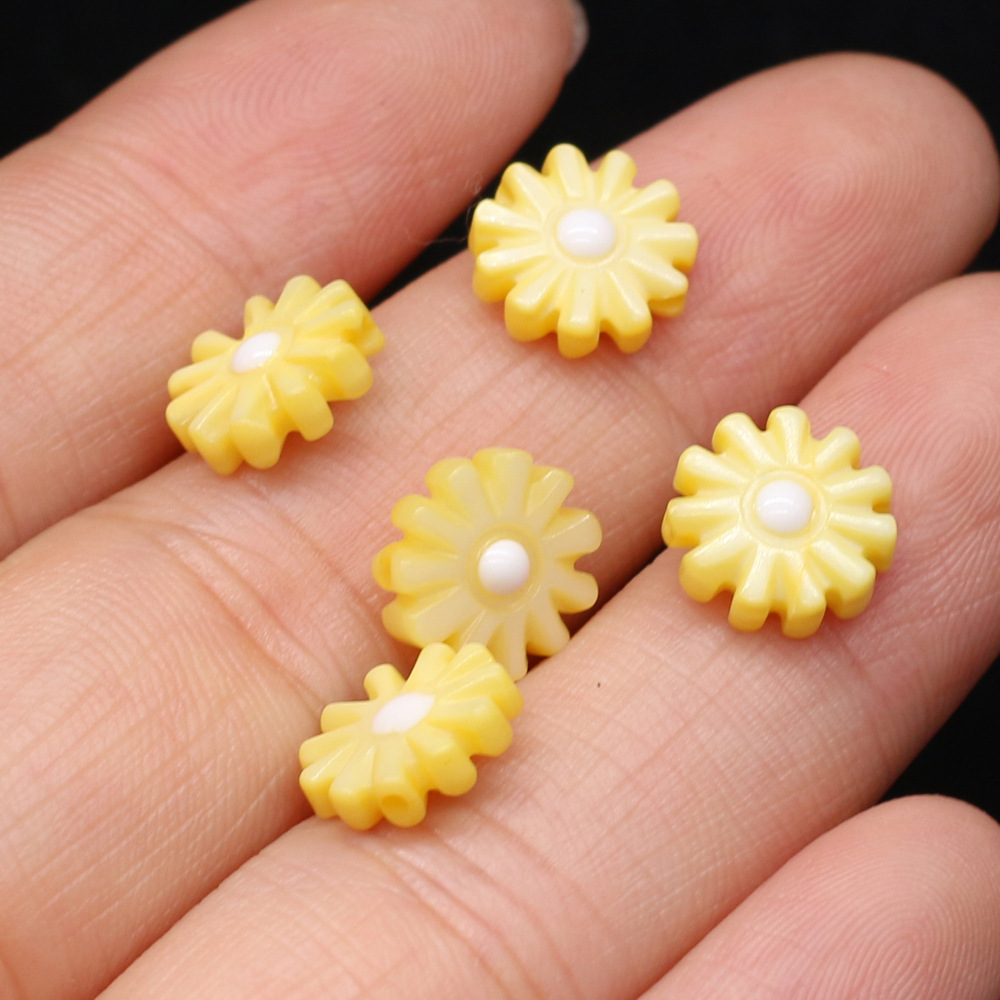 DIY jewelry accessories, natural shell hand-carved sunflowers, multi-color through-hole hairpins, earrings and pendants wholesale pic 32