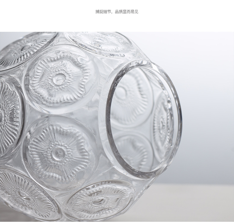 ins风透明樱花纹玻璃花瓶鲜花水培仿真花插花客厅法式桌面装饰摆详情8