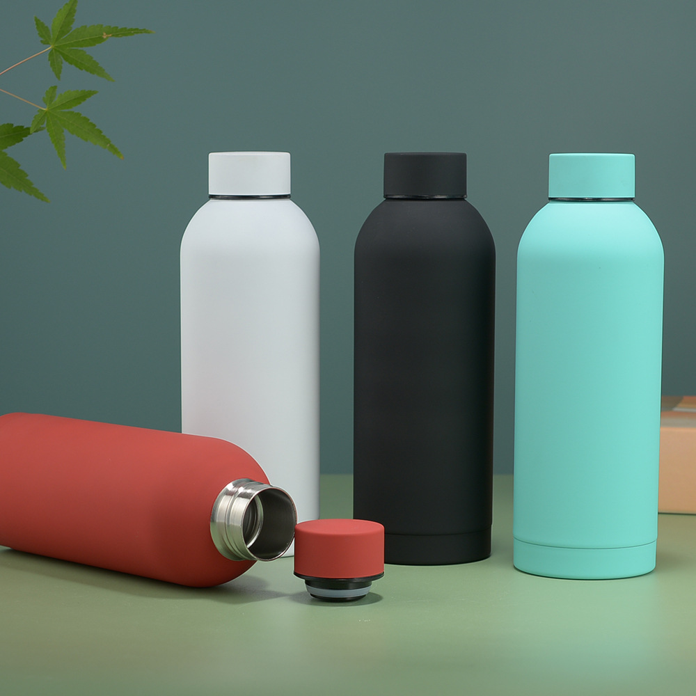 美式橡胶漆小口瓶户外真空户外运动水瓶车载跨境304不锈钢保温杯详情3