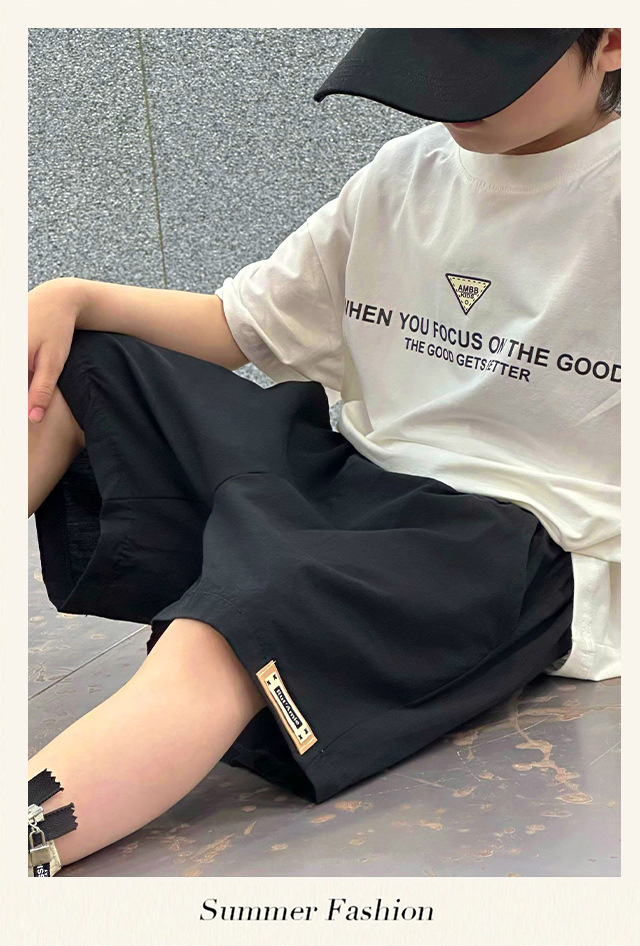 2024夏季简约薄款儿童短裤男童女童童装一件代发批发外贸纯棉短裤详情5