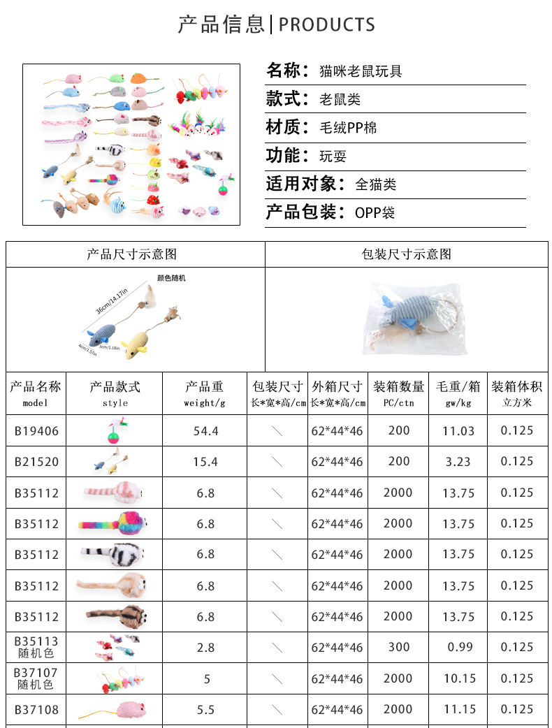 亚马逊新款猫玩具厂家毛绒草药老鼠可爱造型逗猫宠物玩具现货直销详情5