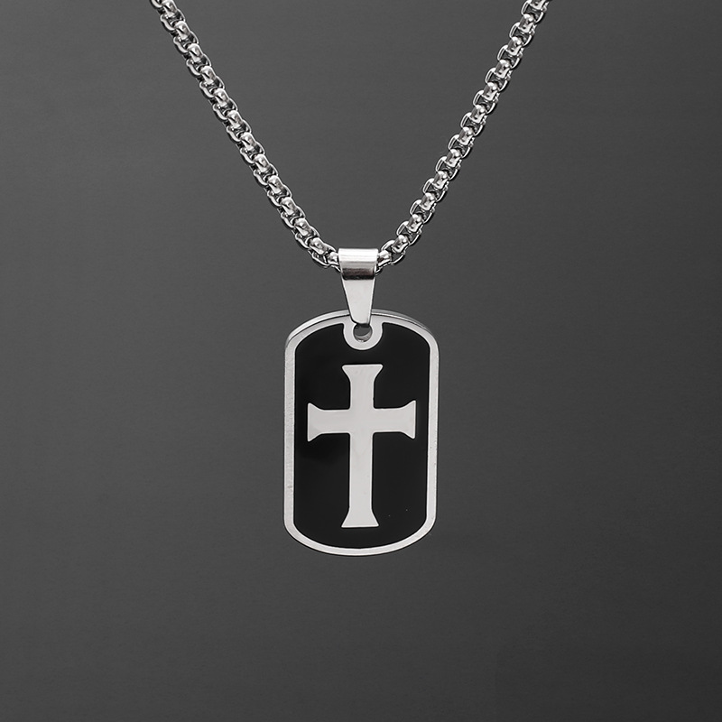 European and American paladin cross shield necklace, retro and unique epoxy resin European and American punk pendant pic 6