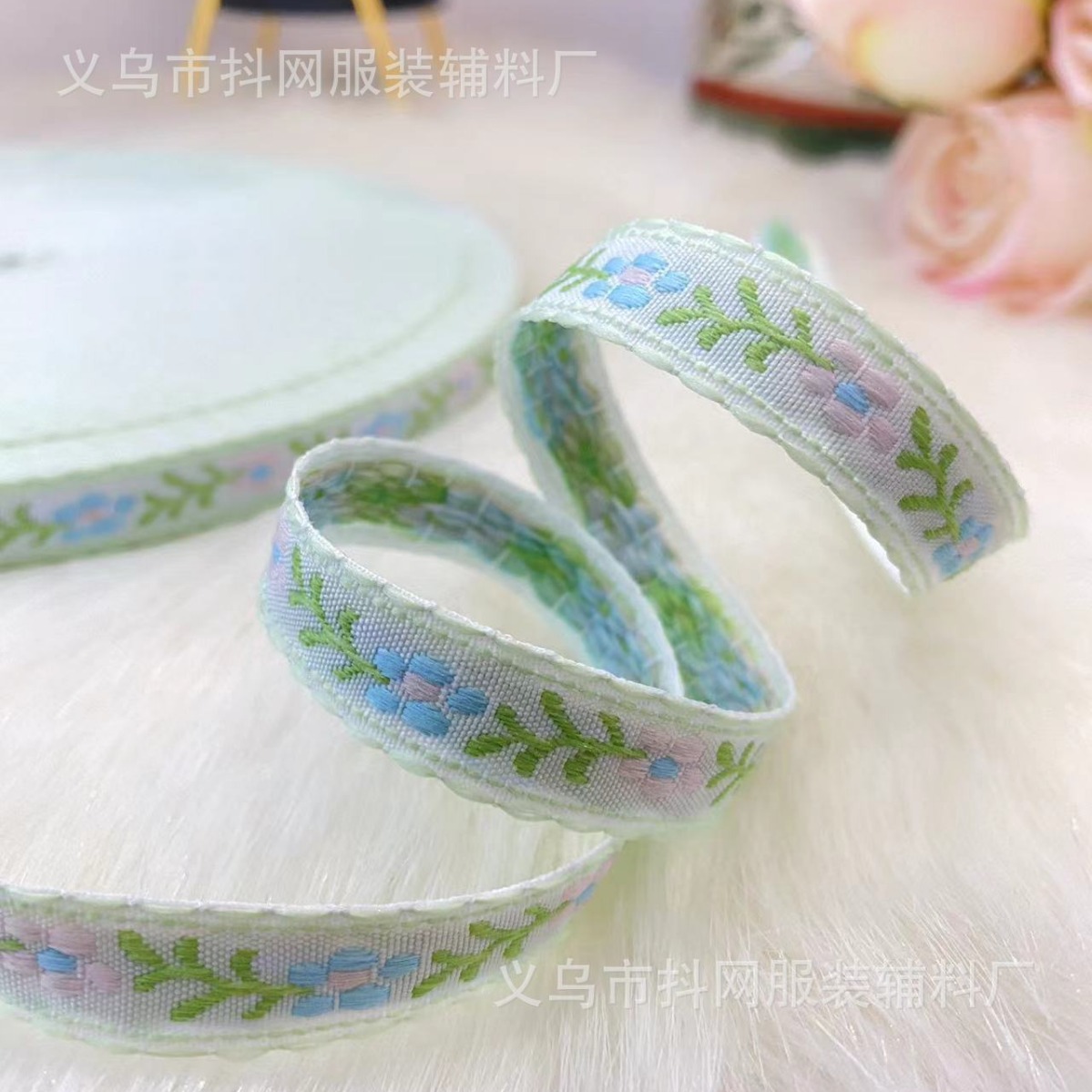 1.2cm清新提花刺绣手工DIY小花锦纶织带节庆民族服装服饰辅料批发详情5
