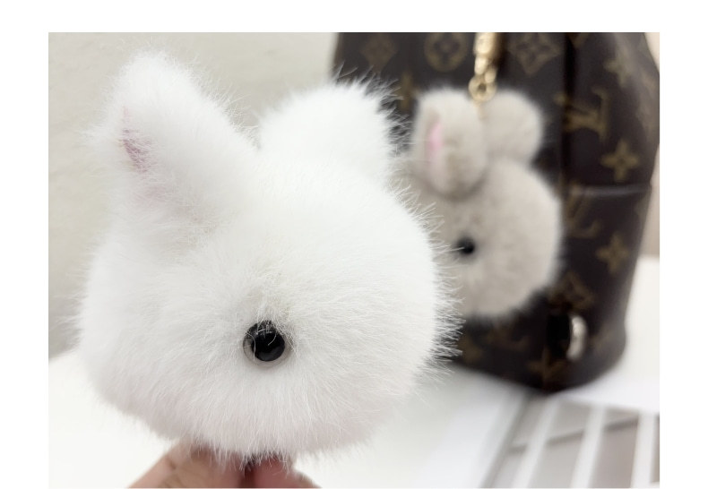 仿水貂毛小兔子迷你版可爱书包毛绒挂饰公仔小玉兔汽车钥匙扣挂件详情7