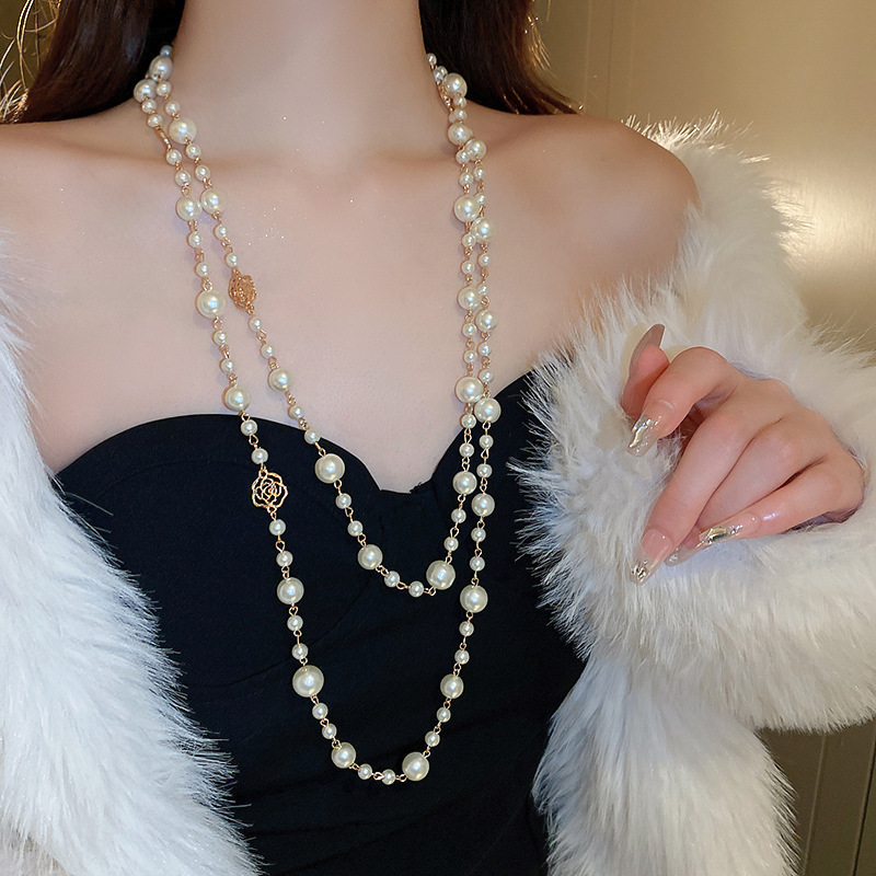Irregular long pearl necklace, French light luxury style, sweater chain, niche simple and high-end necklace wholesale for women pic 50
