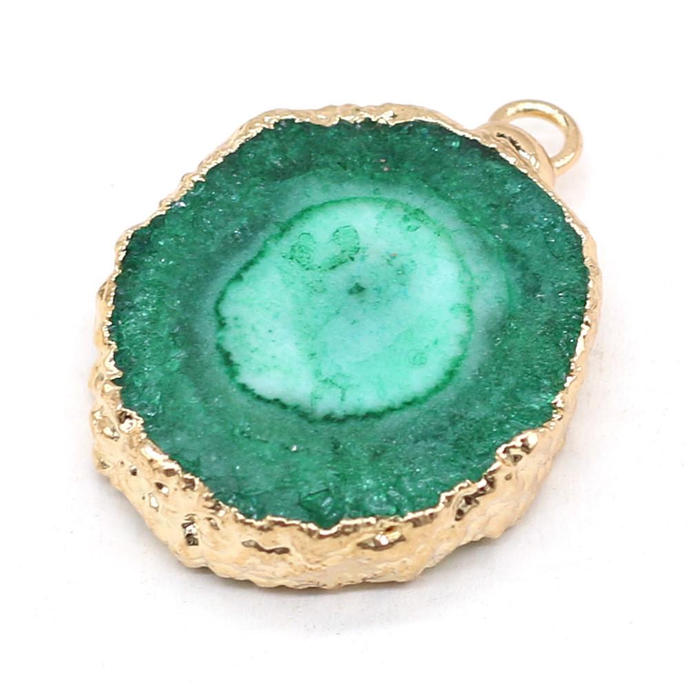 跨境天然不规则圆形玛瑙吊坠DIY饰品配件手工耳环项链制作批发详情14