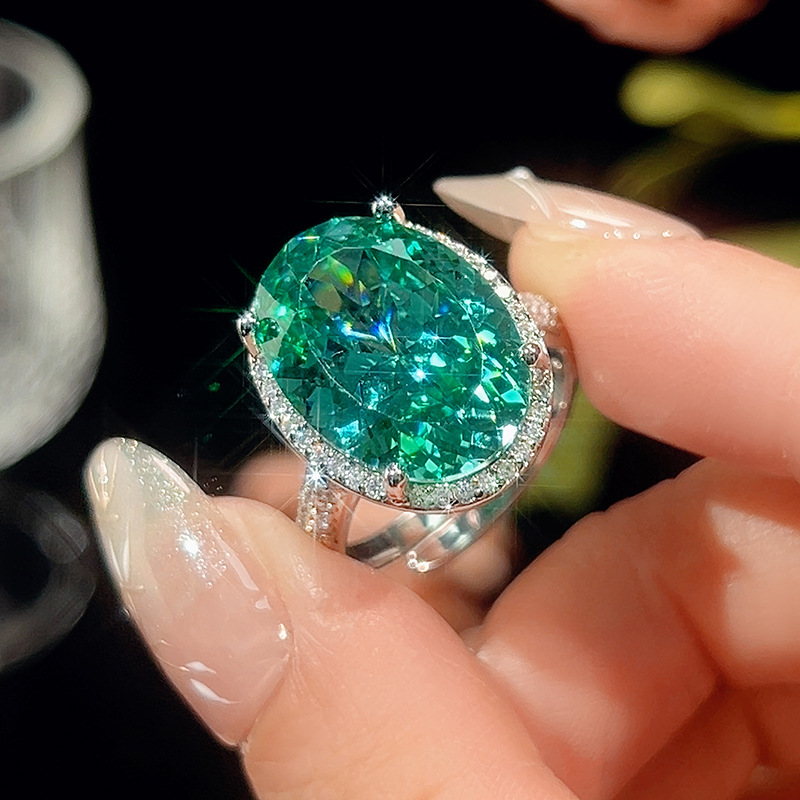 2025庄生生珠宝仿真鸟巢切帕拉绿首饰时尚轻奢套装15*20-13*18详情5