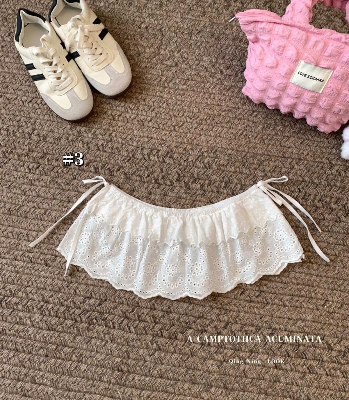 白色花朵网纱蕾丝屁帘女春夏芭蕾风甜美蝴蝶结绑带外搭叠穿半身裙详情22