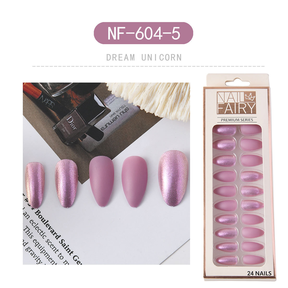 Cross-border new matte nail patches, wearable nails, reusable nail patches, finished fake nail sheets pic 8