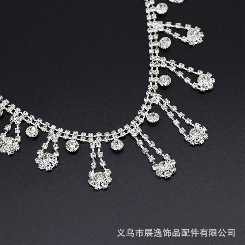 厂家直销多款银白玻璃水晶流苏码链DIY服装鞋子包包帽子装配辅料详情9
